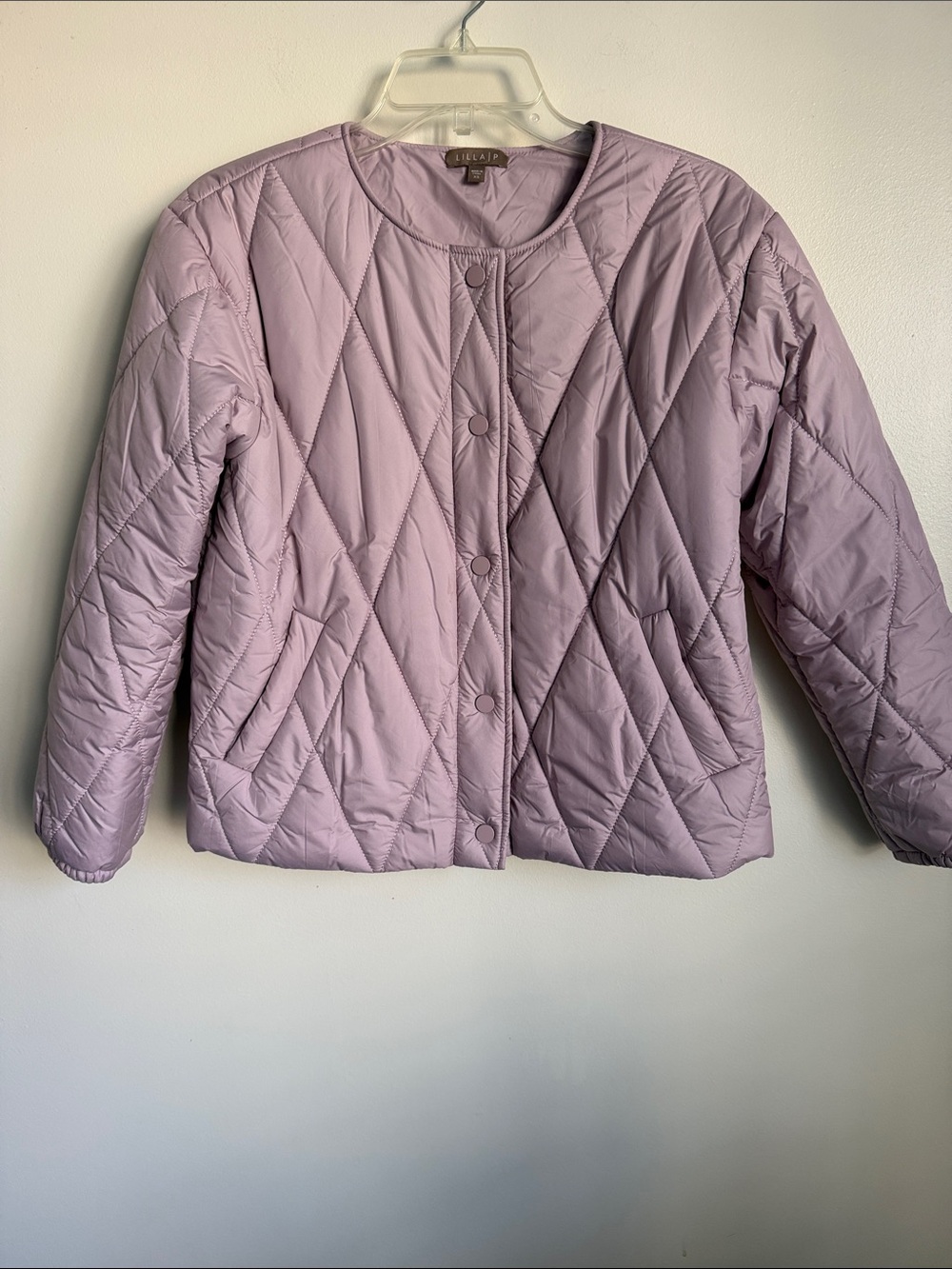 Lilla P Light Lavender Quilted Diamond-Pattern Puffer Jacket
